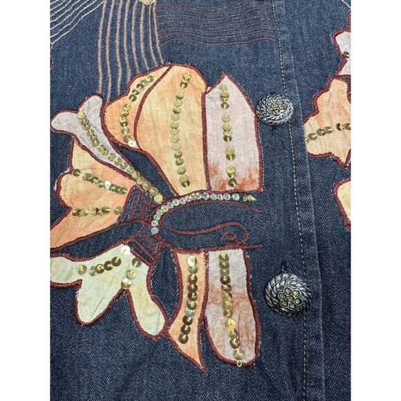 Vtg Alex Kim Jacket Womens 1X Black Floral Sequins Art To Wear Boho Read - Picture 6 of 16